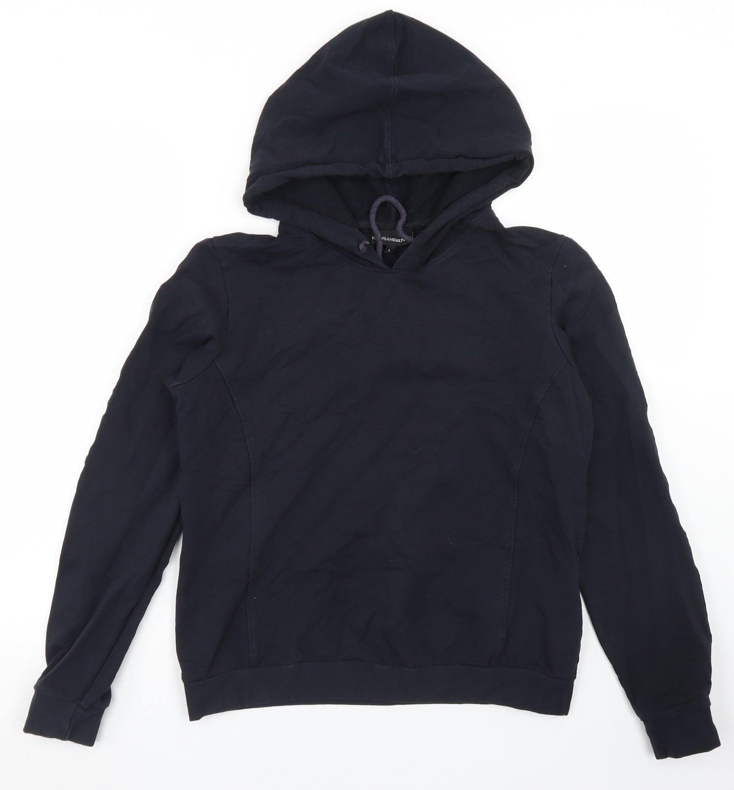European Culture Womens Black  Cotton Pullover Hoodie Size L