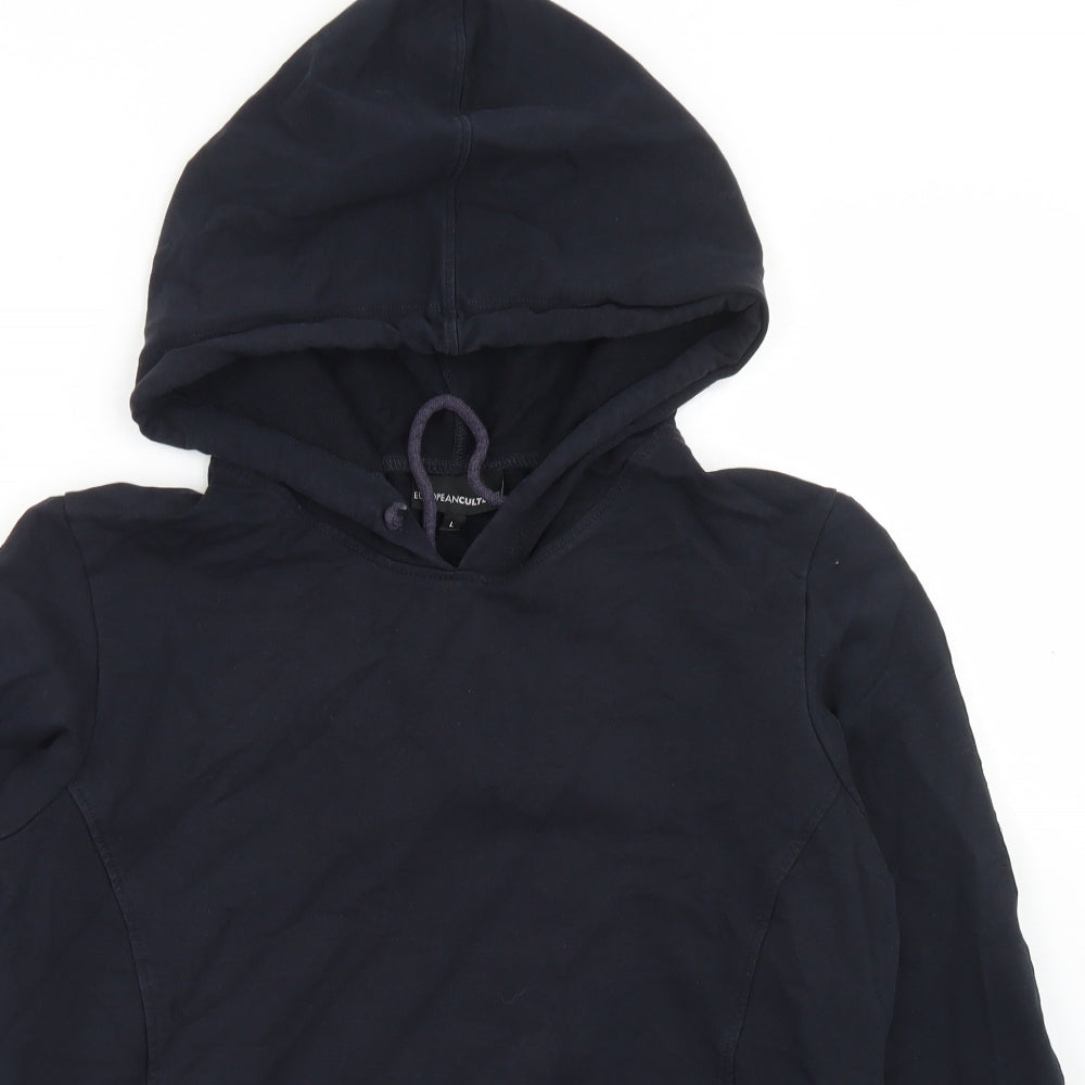European Culture Womens Black  Cotton Pullover Hoodie Size L