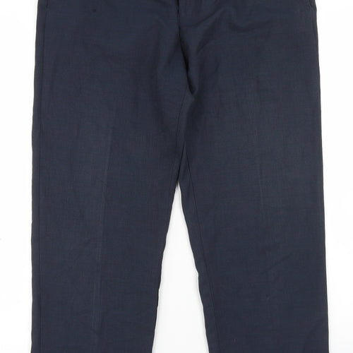 Dunnes Stores Mens Blue  Polyester Dress Pants Trousers Size 34 in L29 in Regular Hook & Eye