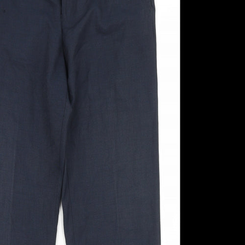 Dunnes Stores Mens Blue  Polyester Dress Pants Trousers Size 34 in L29 in Regular Hook & Eye