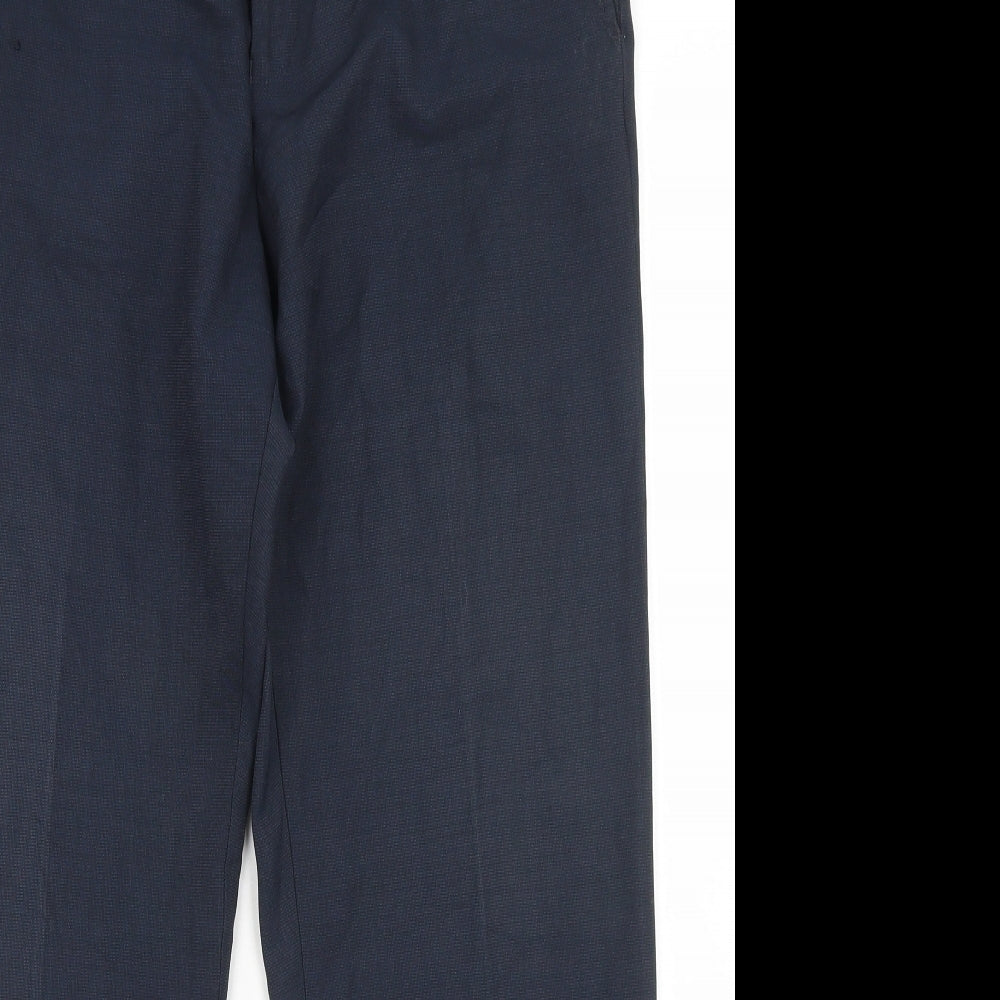 Dunnes Stores Mens Blue  Polyester Dress Pants Trousers Size 34 in L29 in Regular Hook & Eye