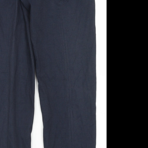Dunnes Stores Mens Blue  Polyester Dress Pants Trousers Size 34 in L29 in Regular Hook & Eye