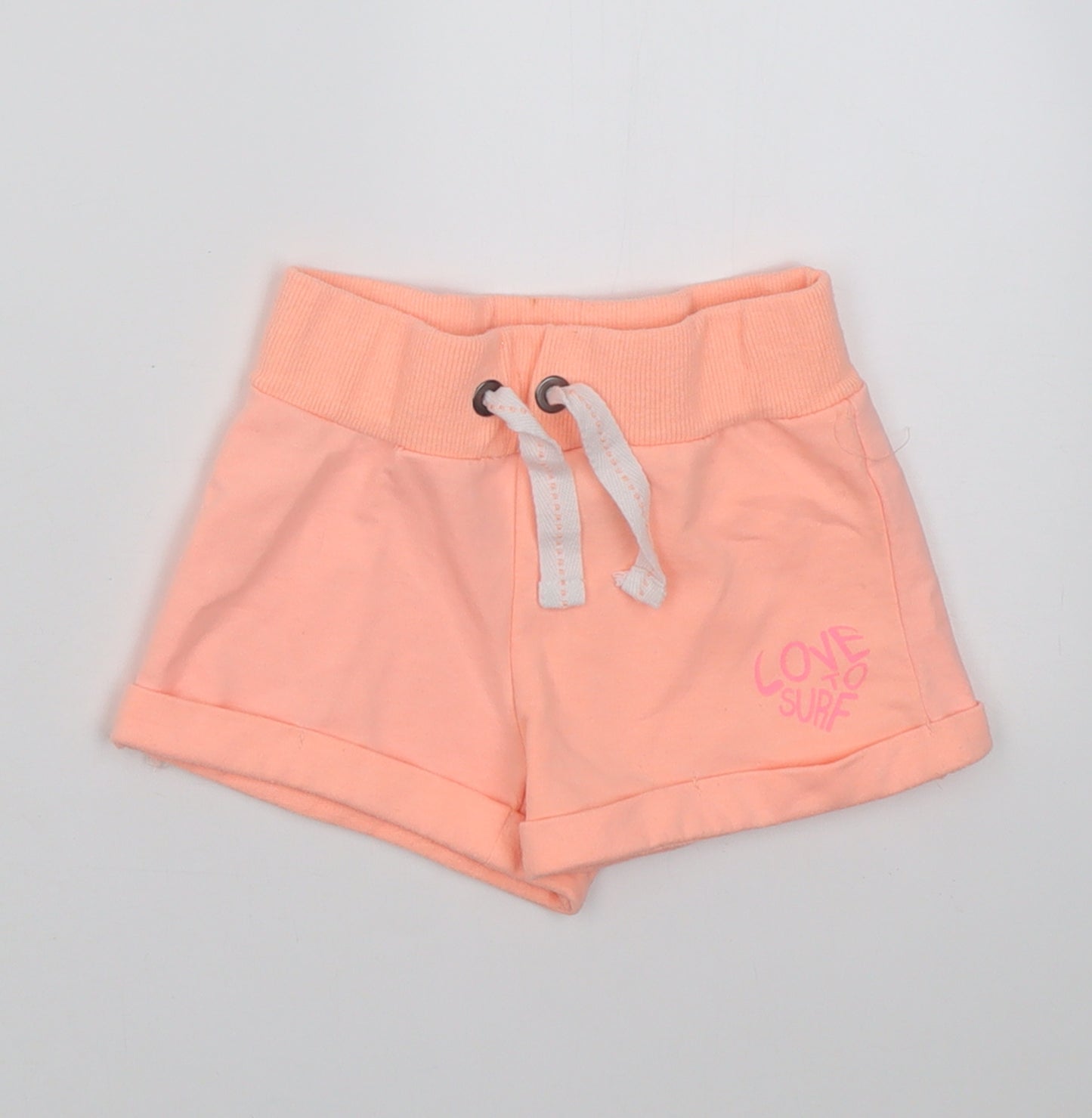 dunnes Girls Pink  Cotton Sweat Shorts Size 4 Years  Regular Tie - love to surf