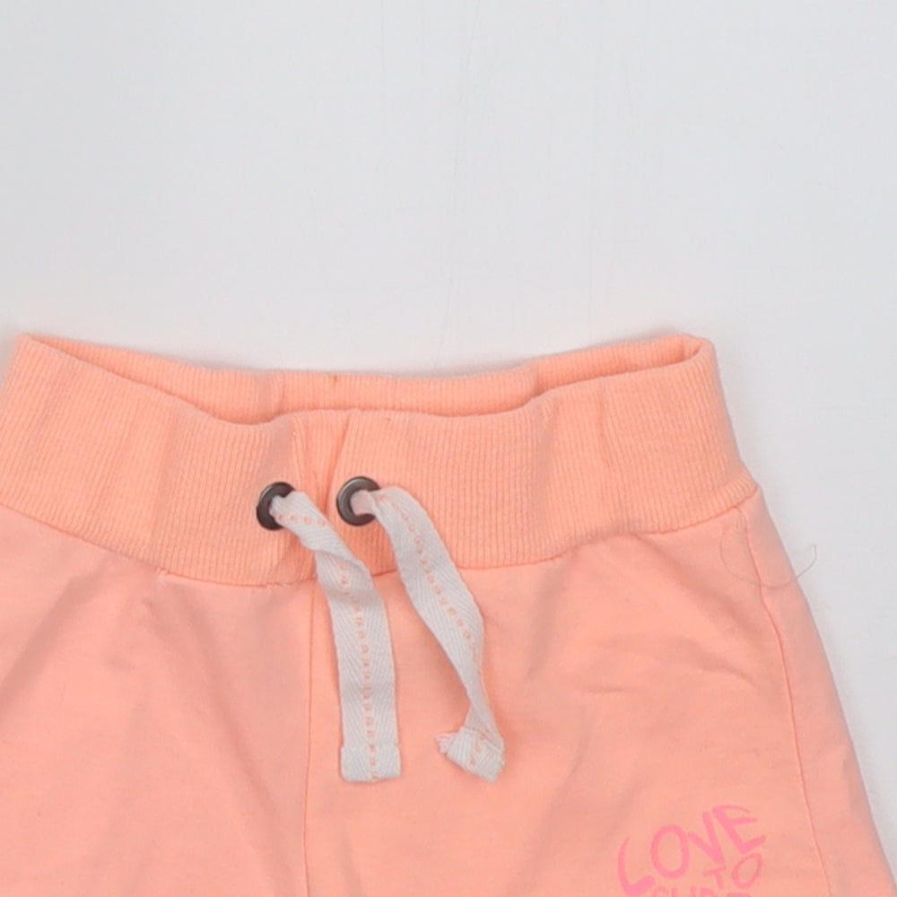 dunnes Girls Pink  Cotton Sweat Shorts Size 4 Years  Regular Tie - love to surf