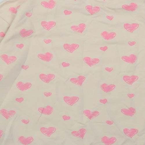 Dunnes Stores Girls Ivory Geometric Cotton Pullover Sweatshirt Size 9-10 Years  Pullover - Heart pattern
