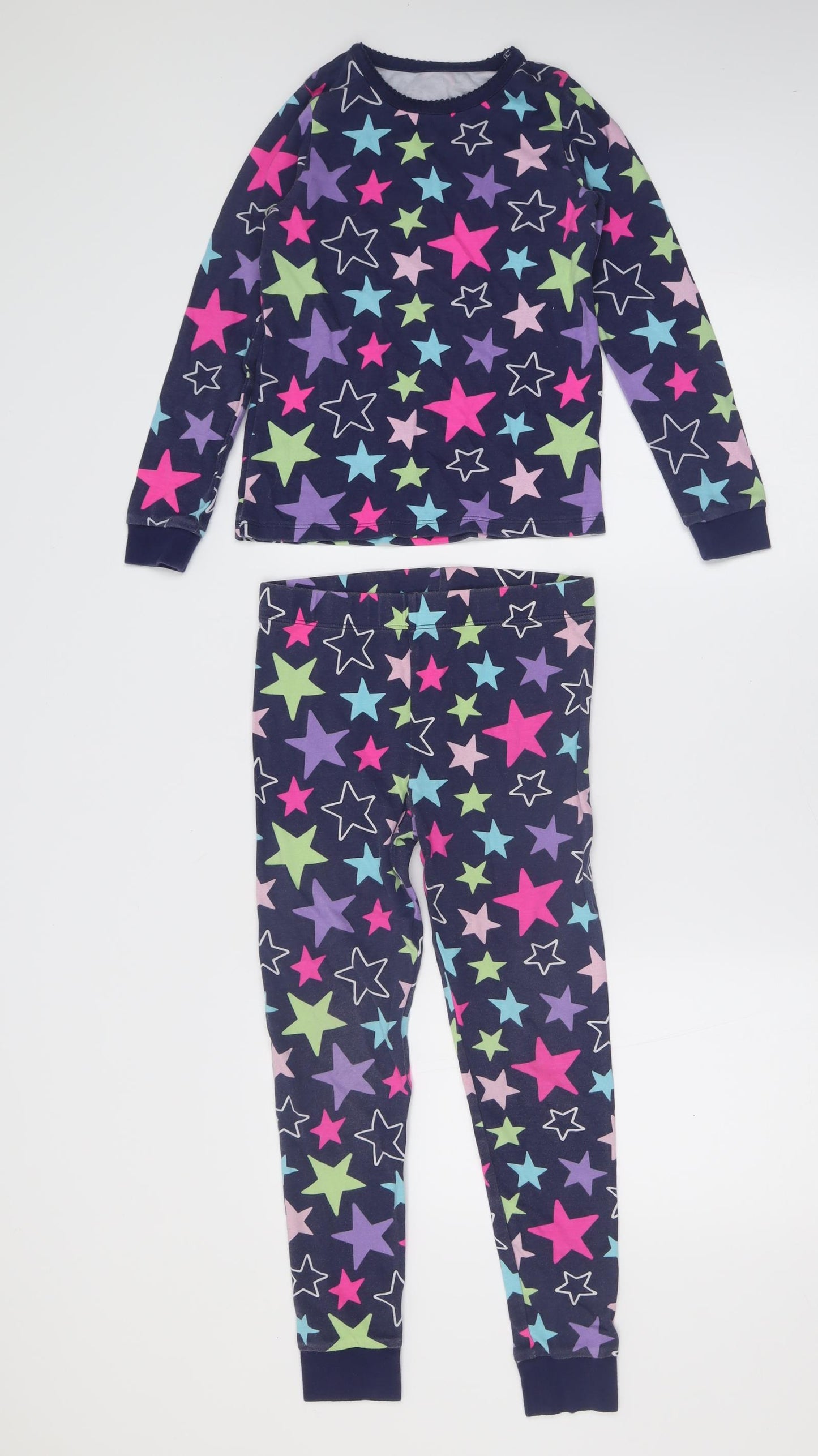 Dunnes Stores Girls Multicoloured Geometric Cotton Cami Pyjama Set Size 8-9 Years  Pullover - Star Pattern
