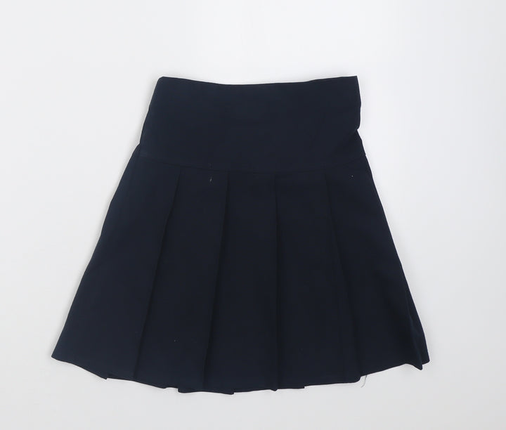 Marks and Spencer Girls Blue Polyester A-Line Skirt Size 7-8 Years Regular Pull On - School Wear