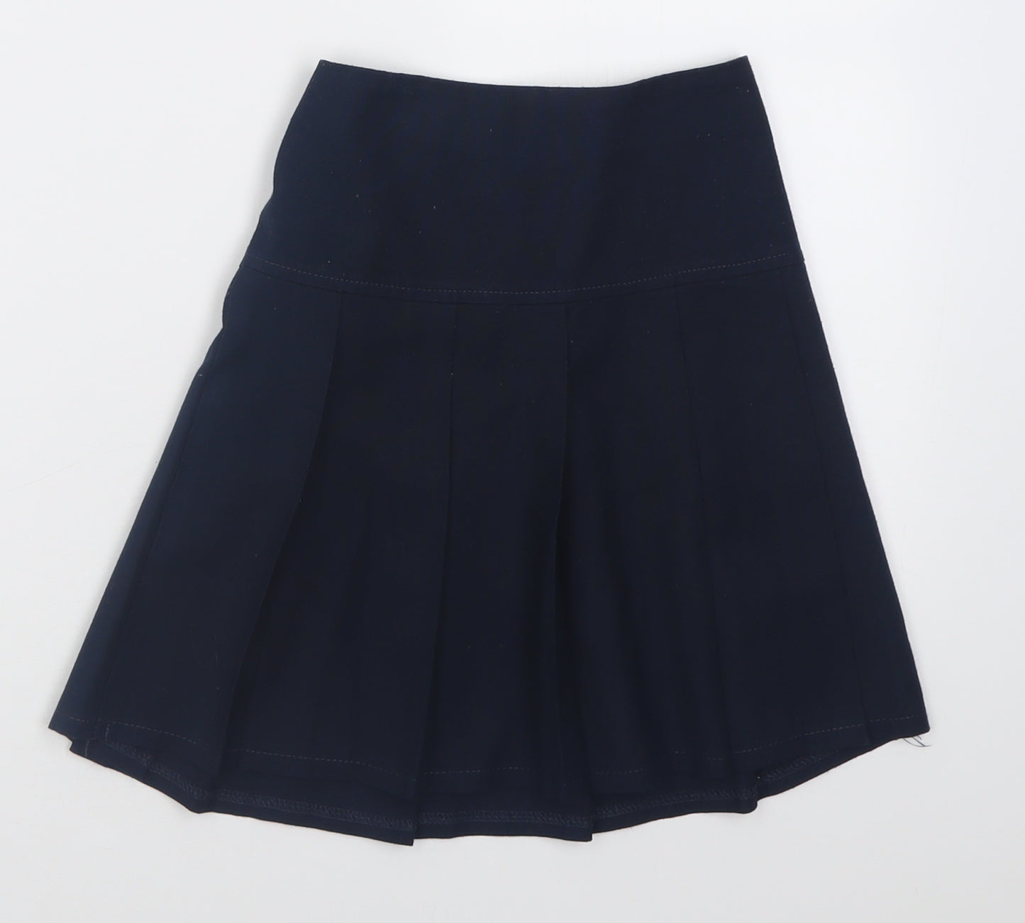 Marks and Spencer Girls Blue  Polyester A-Line Skirt Size 7-8 Years  Regular Pull On - School Wear