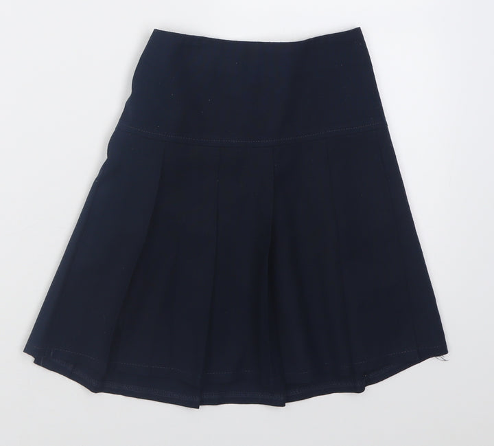 Marks and Spencer Girls Blue  Polyester A-Line Skirt Size 7-8 Years  Regular Pull On - School Wear