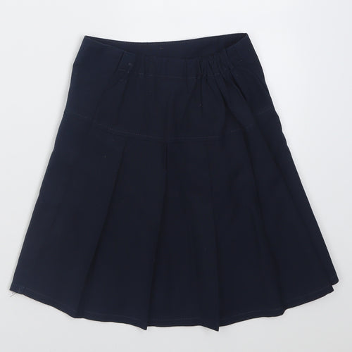 Marks and Spencer Girls Blue  Polyester A-Line Skirt Size 7-8 Years  Regular Pull On - School Wear