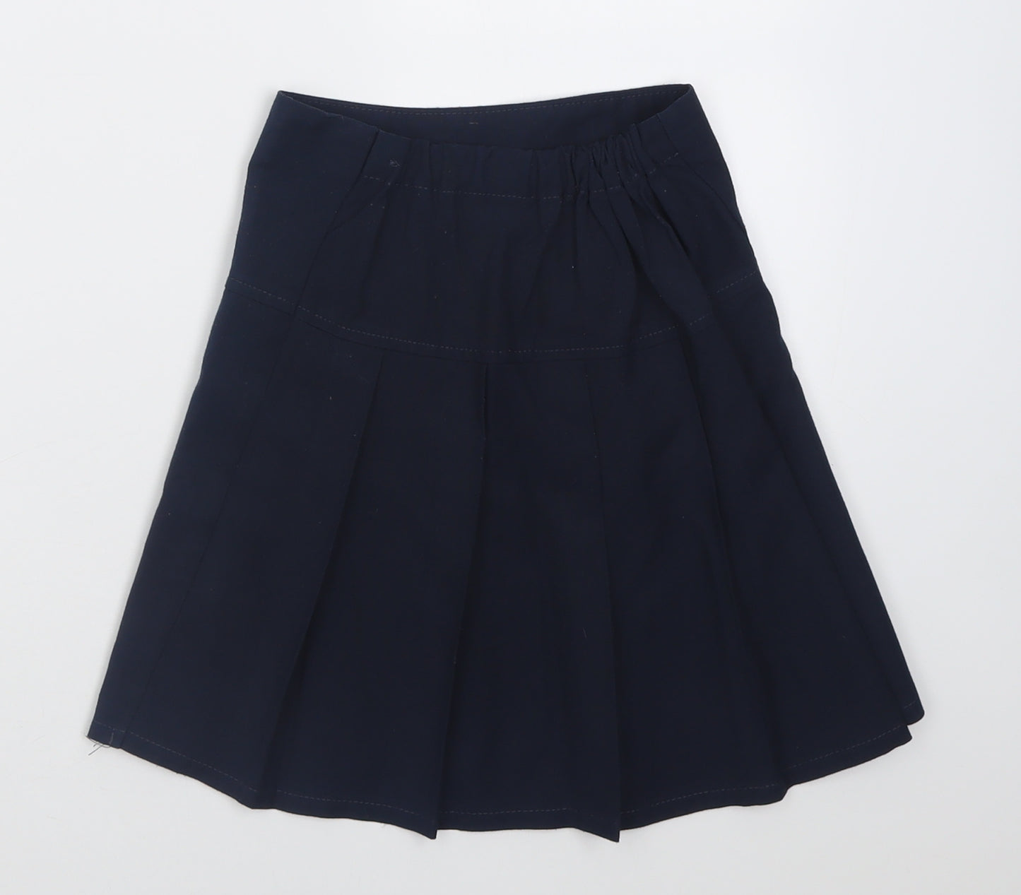 Marks and Spencer Girls Blue  Polyester A-Line Skirt Size 7-8 Years  Regular Pull On - School Wear