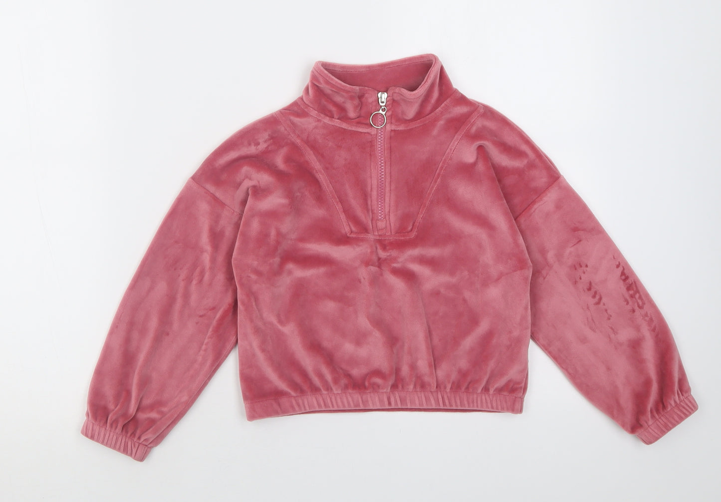 Dunnes Stores Girls Pink  Polyester Pullover Sweatshirt Size 6-7 Years  Zip - Crop