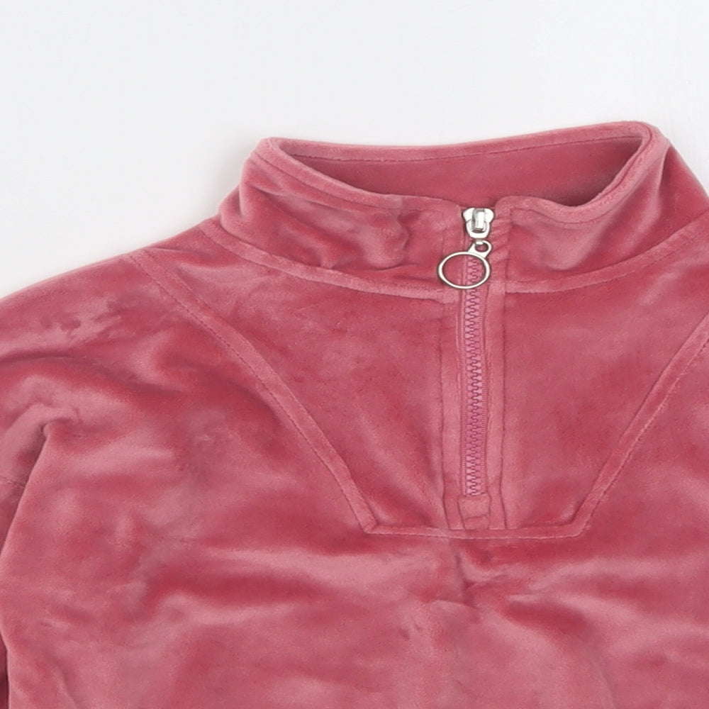 Dunnes Stores Girls Pink  Polyester Pullover Sweatshirt Size 6-7 Years  Zip - Crop