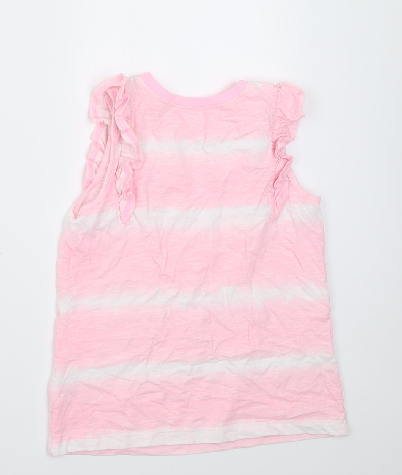 Dunnes Stores Girls Pink Striped Cotton Basic Tank Size 7-8 Years Crew Neck Pullover