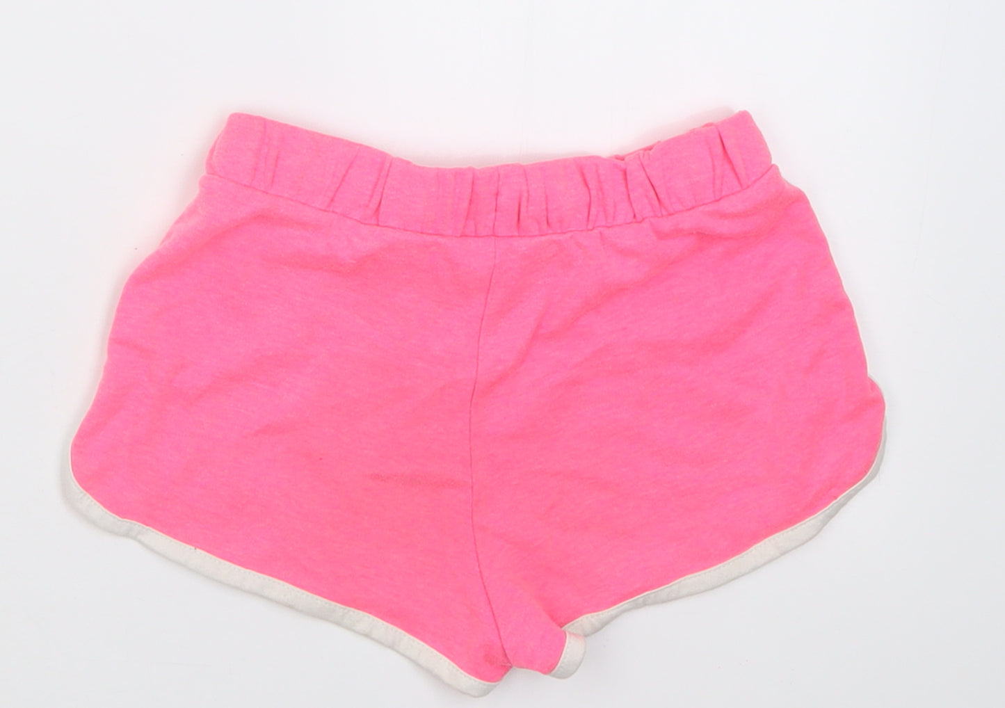 Marks and Spencer Girls Pink  Cotton Sweat Shorts Size 6-7 Years  Regular Tie