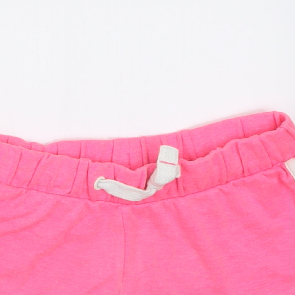 Marks and Spencer Girls Pink  Cotton Sweat Shorts Size 6-7 Years  Regular Tie