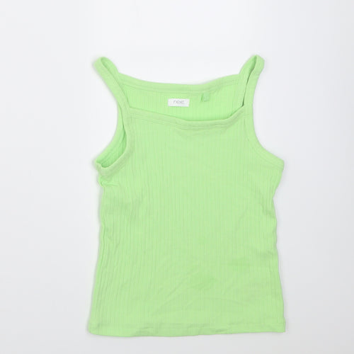 NEXT Girls Green  Cotton Basic Tank Size 8 Years Square Neck Pullover