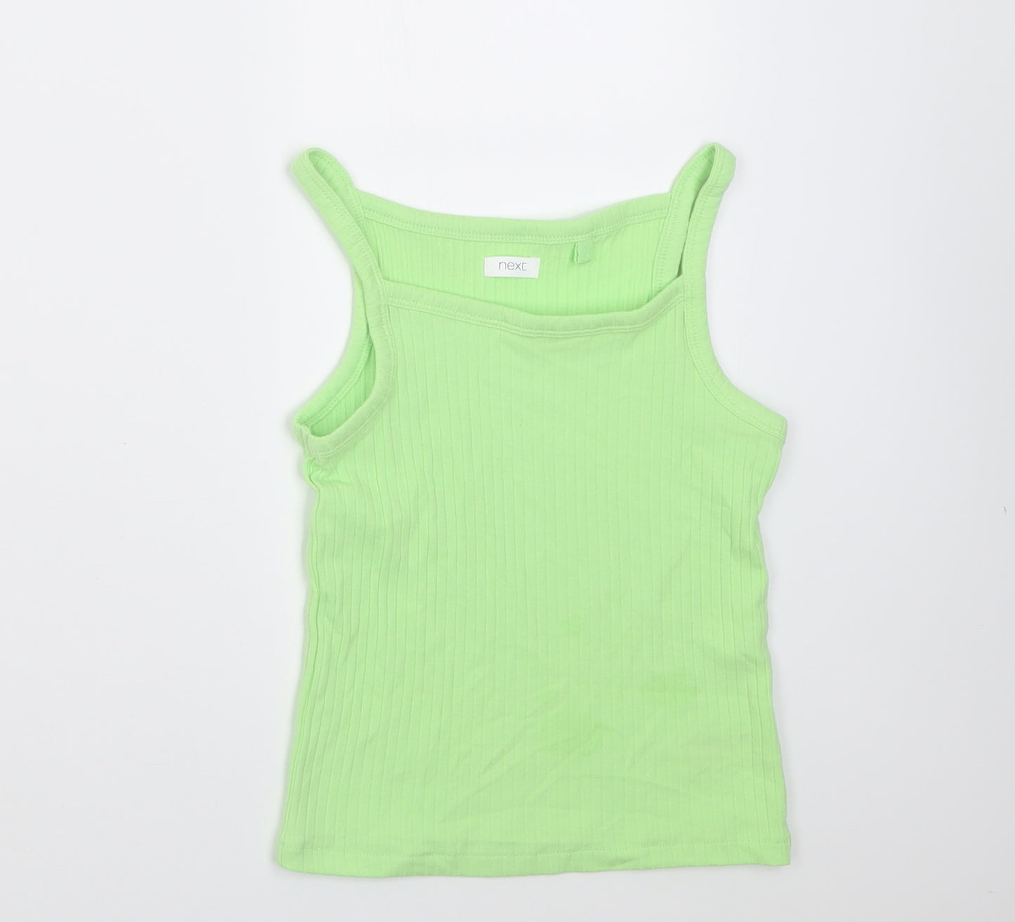 NEXT Girls Green  Cotton Basic Tank Size 8 Years Square Neck Pullover