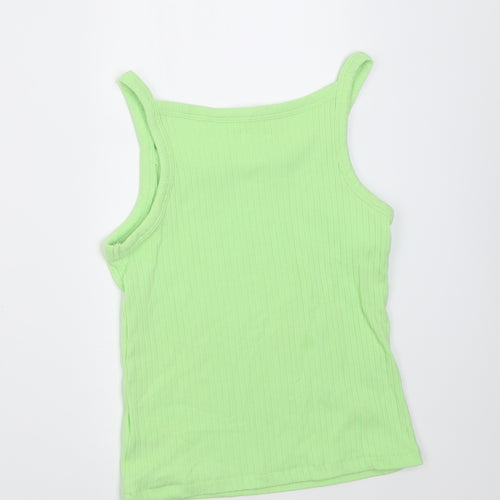 NEXT Girls Green  Cotton Basic Tank Size 8 Years Square Neck Pullover