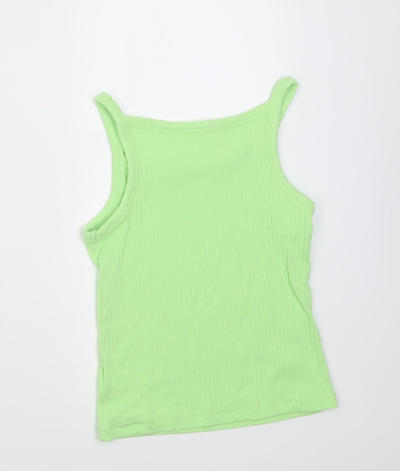 NEXT Girls Green  Cotton Basic Tank Size 8 Years Square Neck Pullover