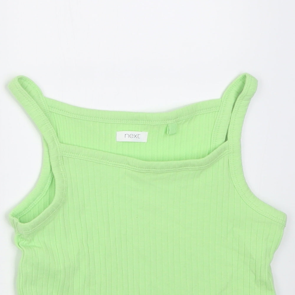 NEXT Girls Green  Cotton Basic Tank Size 8 Years Square Neck Pullover