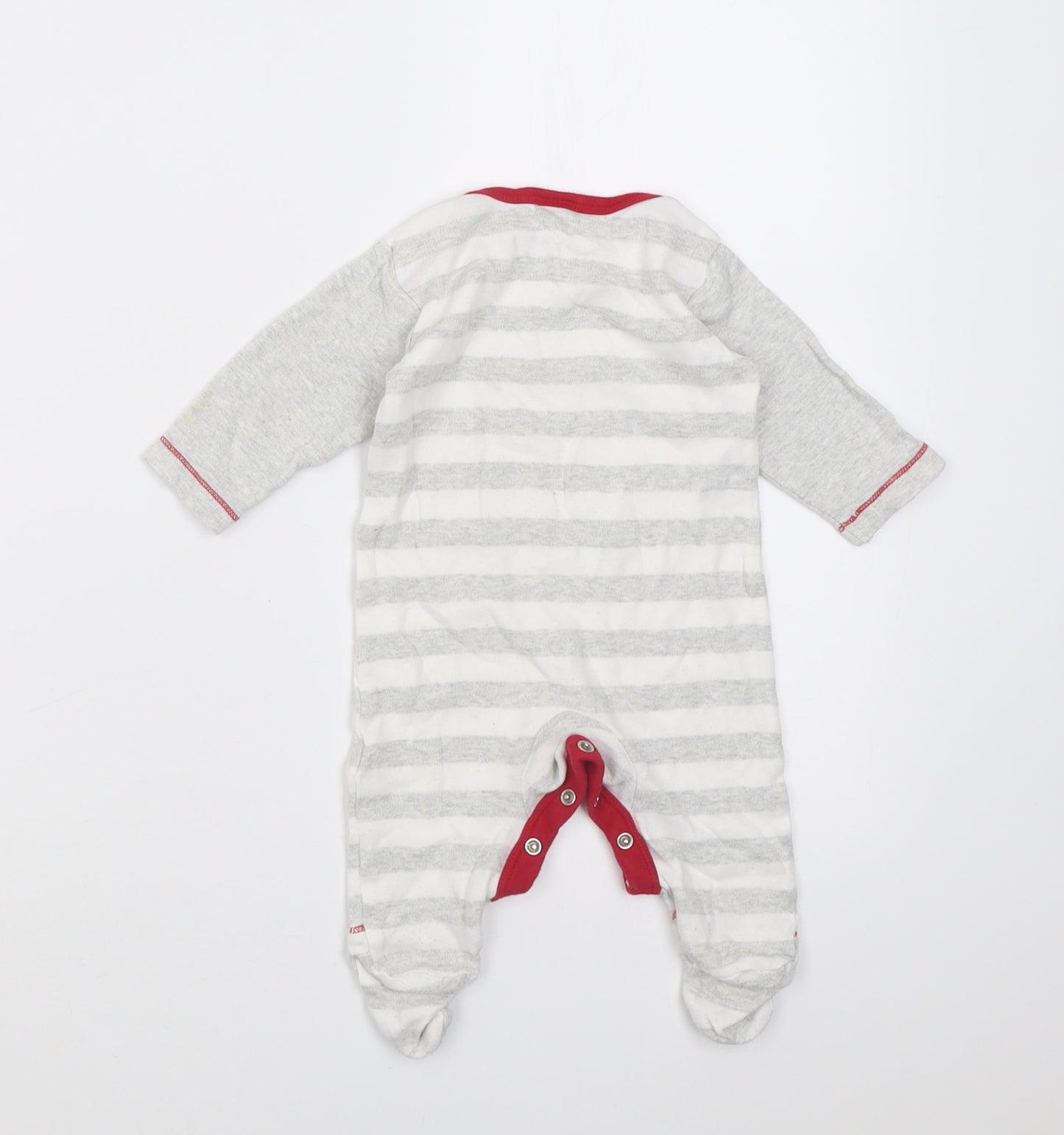 Mini Club Baby Grey Striped Cotton Babygrow One-Piece Size 0-3 Months  Button - all mummy wants is a silent night