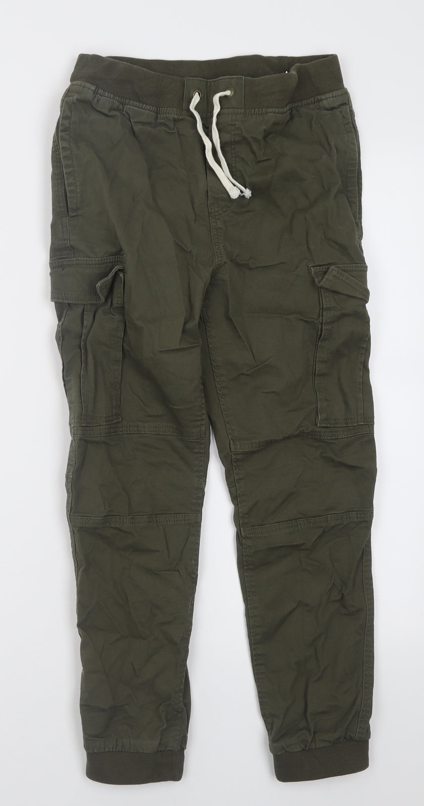 H&M Boys Green  Cotton Cargo Trousers Size 11-12 Years  Regular Tie