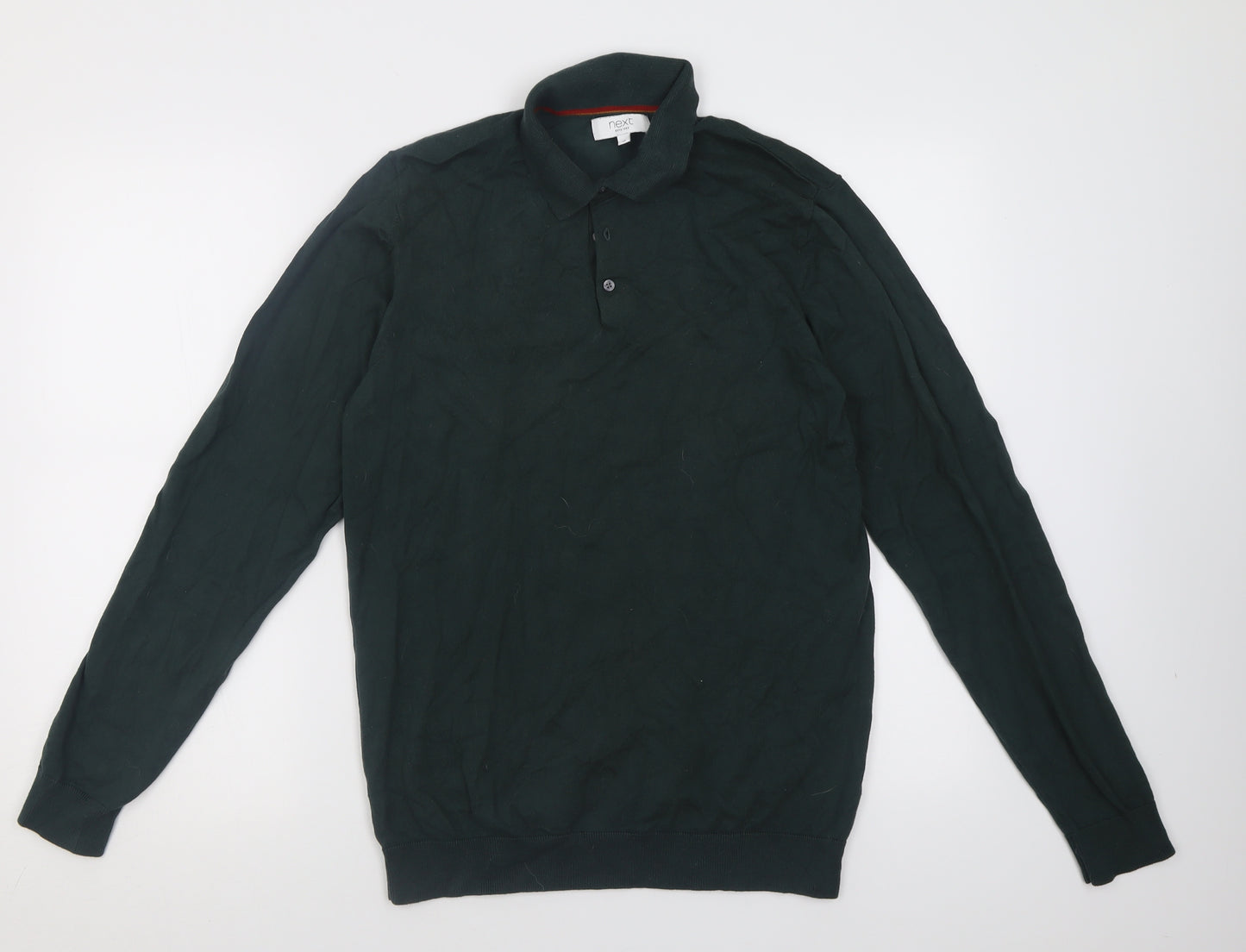 NEXT Mens Green  Cotton  Polo Size M Collared Button