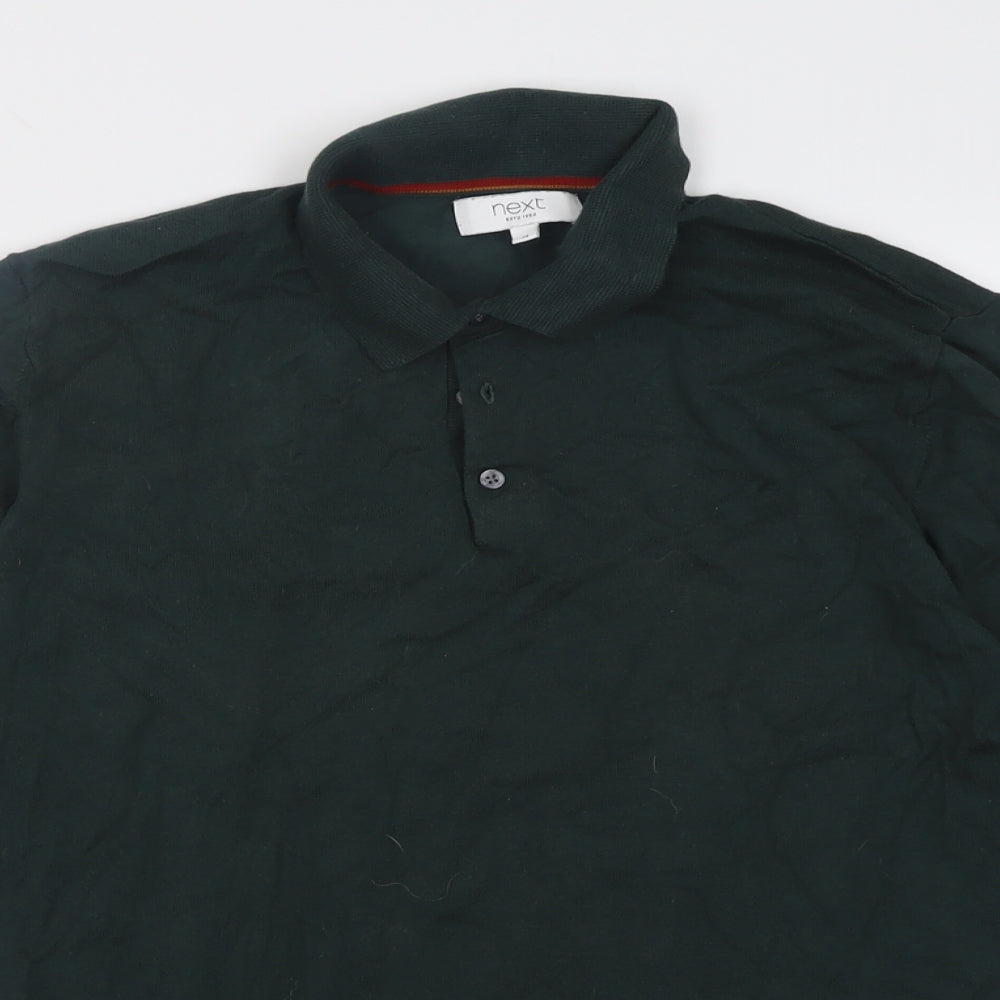 NEXT Mens Green  Cotton  Polo Size M Collared Button