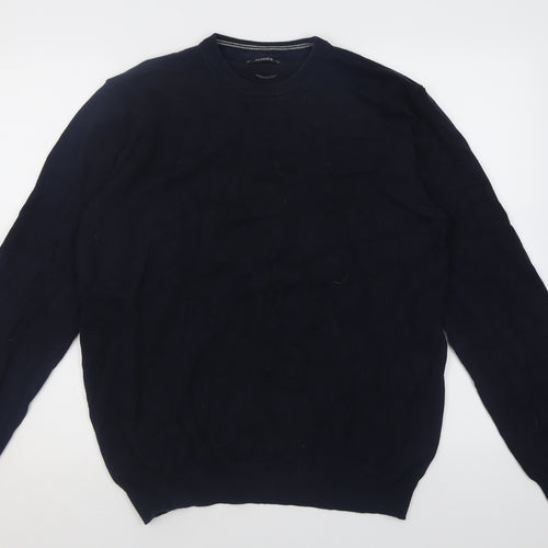Dunnes Stores Mens Blue Crew Neck  Cotton Pullover Jumper Size M