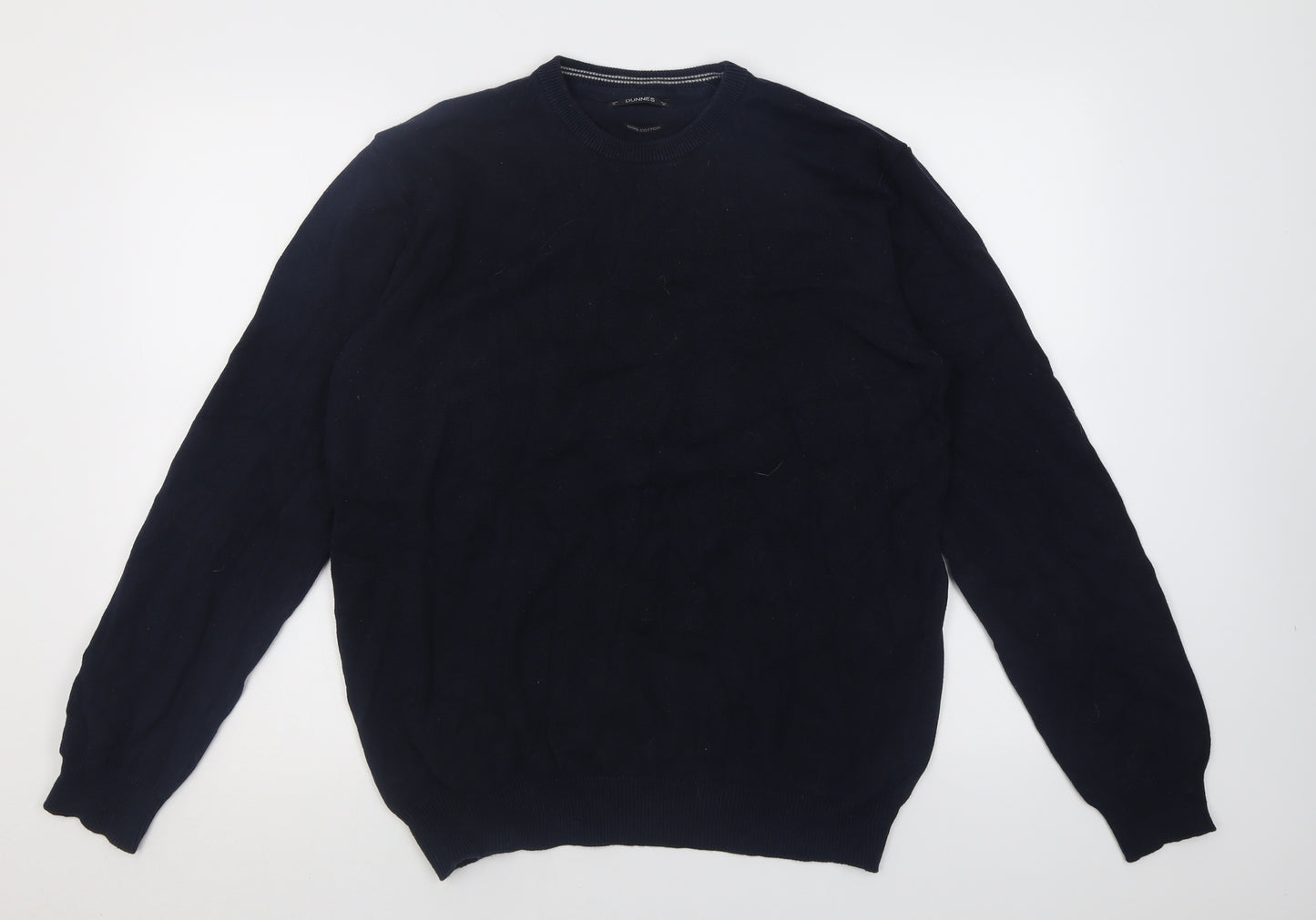 Dunnes Stores Mens Blue Crew Neck  Cotton Pullover Jumper Size M