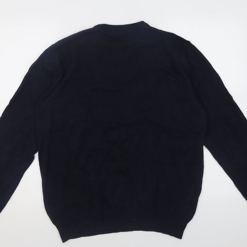 Dunnes Stores Mens Blue Crew Neck  Cotton Pullover Jumper Size M