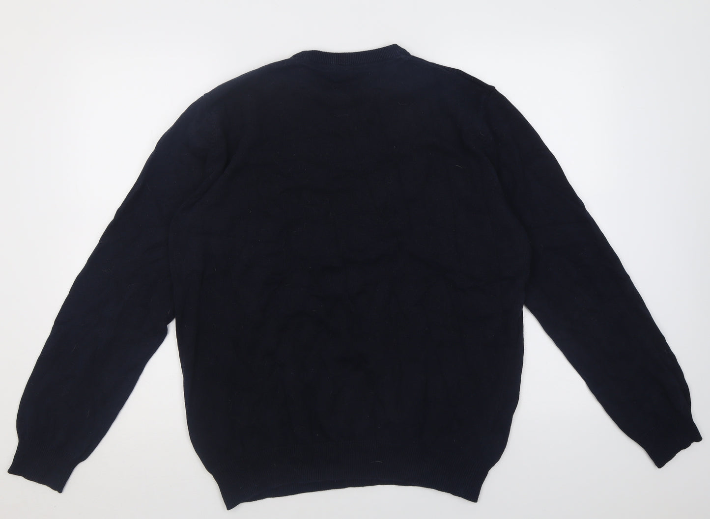 Dunnes Stores Mens Blue Crew Neck  Cotton Pullover Jumper Size M