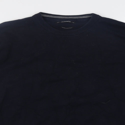 Dunnes Stores Mens Blue Crew Neck  Cotton Pullover Jumper Size M