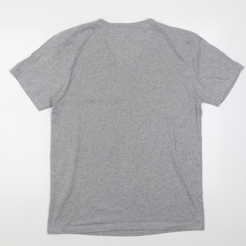 Preworn Womens Grey  Cotton Basic T-Shirt Size L V-Neck