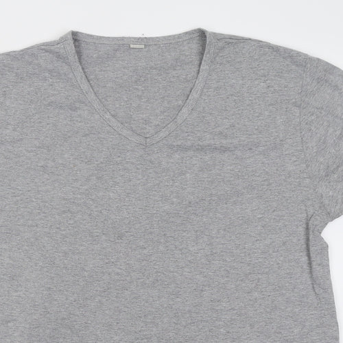 Preworn Womens Grey  Cotton Basic T-Shirt Size L V-Neck