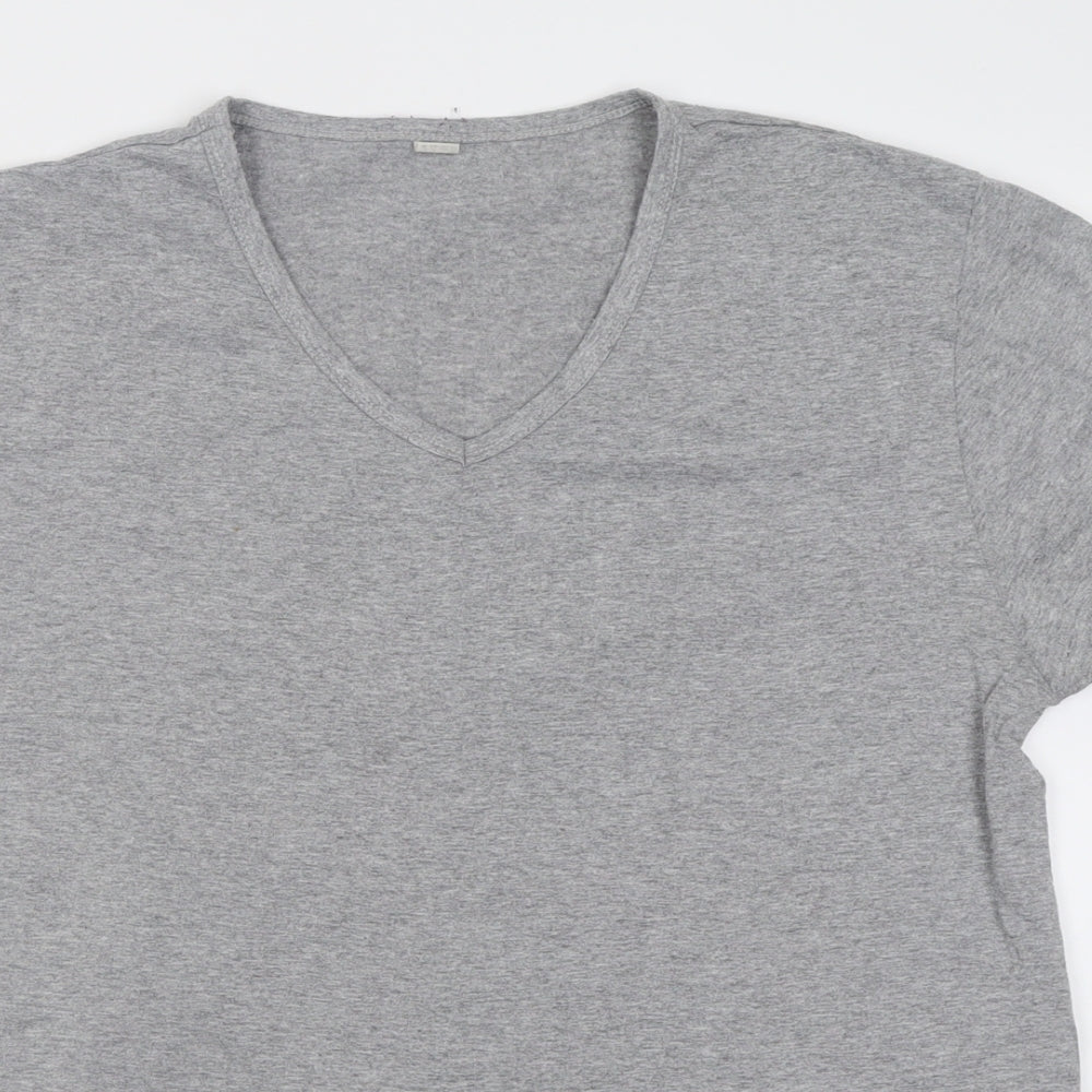 Preworn Womens Grey  Cotton Basic T-Shirt Size L V-Neck