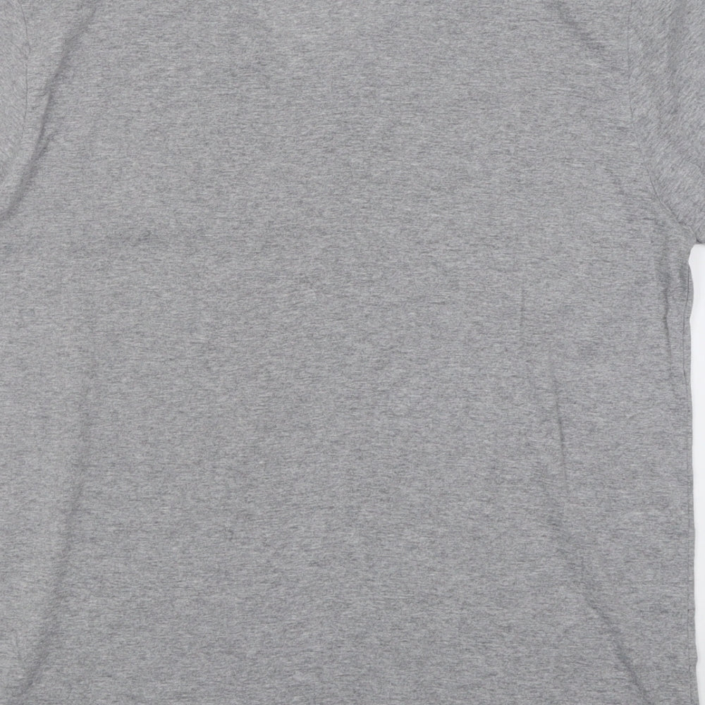 Preworn Womens Grey  Cotton Basic T-Shirt Size L V-Neck