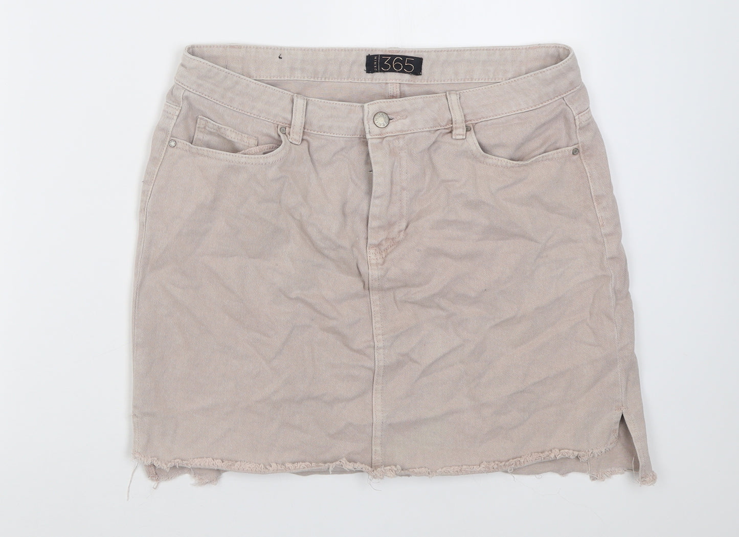 Peacocks Womens Beige  Cotton A-Line Skirt Size 12   Button