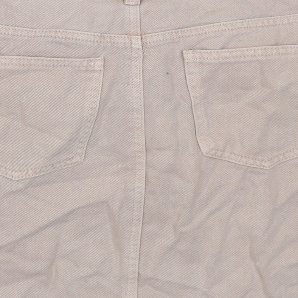 Peacocks Womens Beige  Cotton A-Line Skirt Size 12   Button