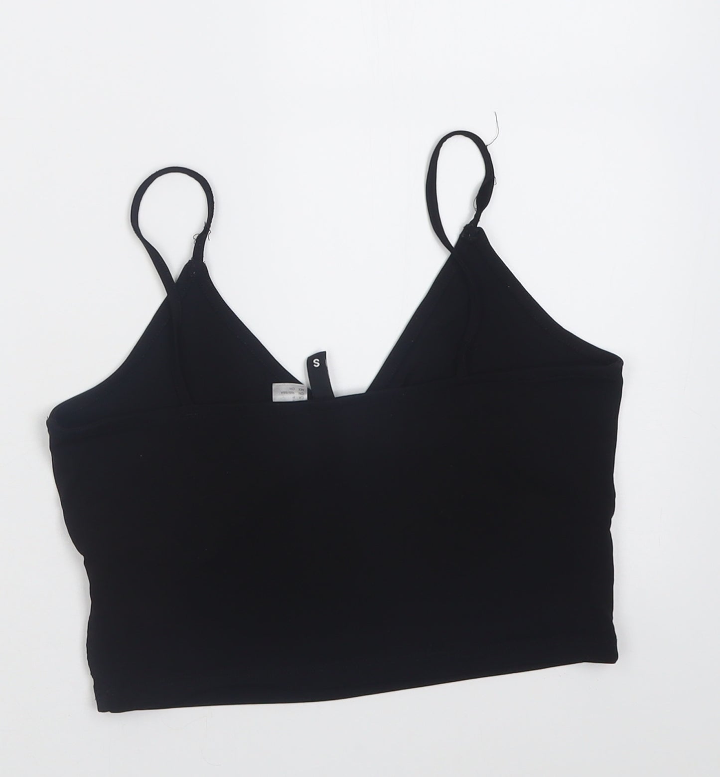 H&M Womens Black  Polyester Cropped Tank Size S V-Neck