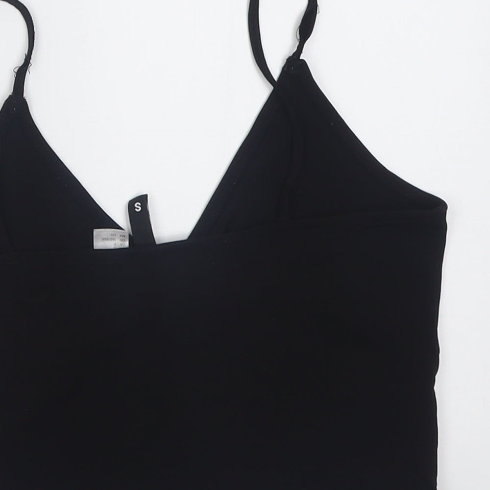 H&M Womens Black  Polyester Cropped Tank Size S V-Neck