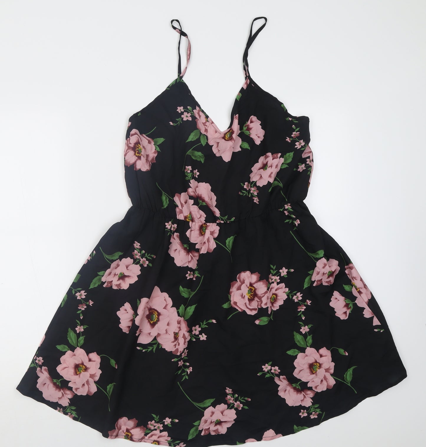 SheIn Womens Pink Floral Polyester A-Line  Size L  V-Neck Pullover