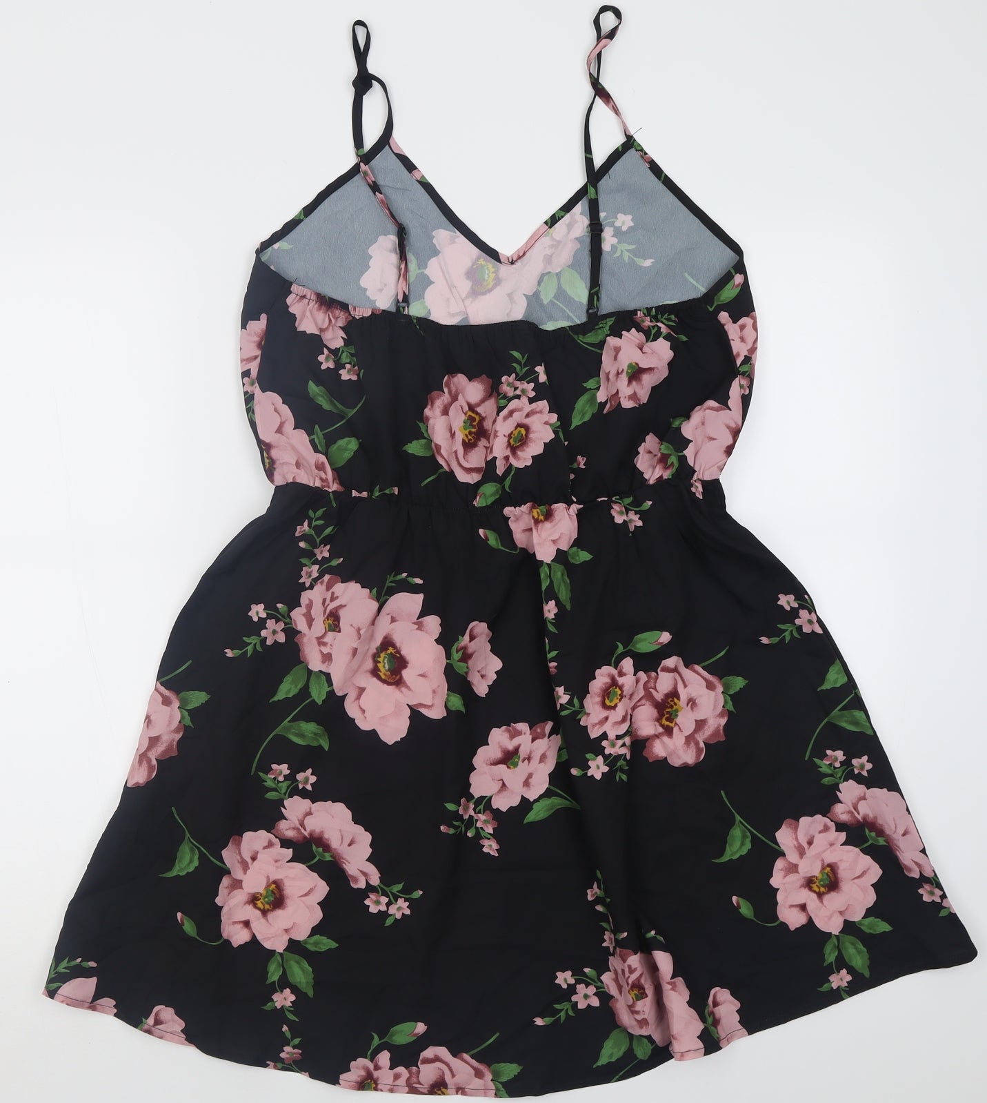SheIn Womens Pink Floral Polyester A-Line  Size L  V-Neck Pullover