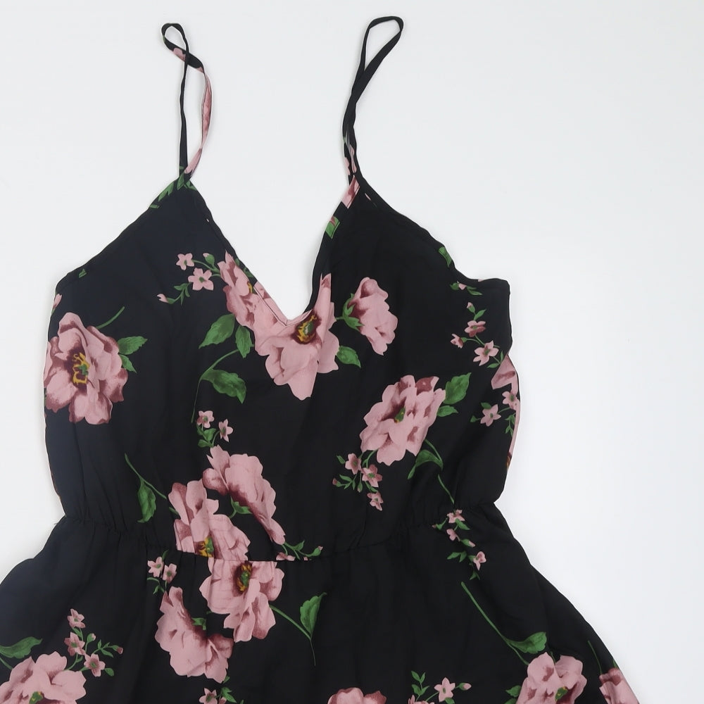 SheIn Womens Pink Floral Polyester A-Line  Size L  V-Neck Pullover