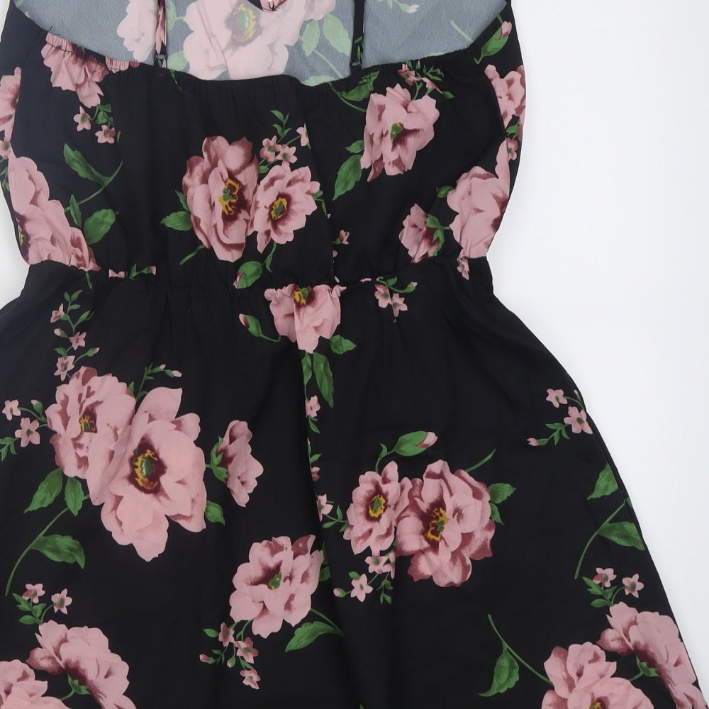 SheIn Womens Pink Floral Polyester A-Line  Size L  V-Neck Pullover