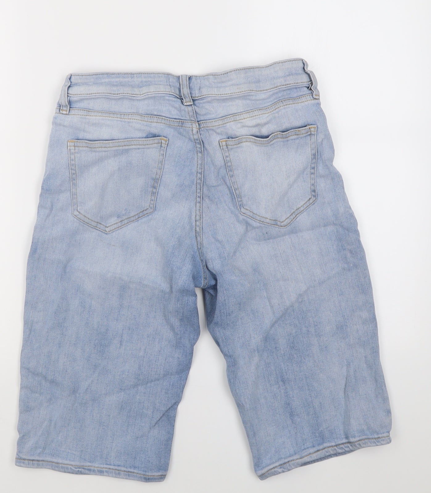 F&F Womens Blue  Cotton Bermuda Shorts Size 10 L12 in Regular Button