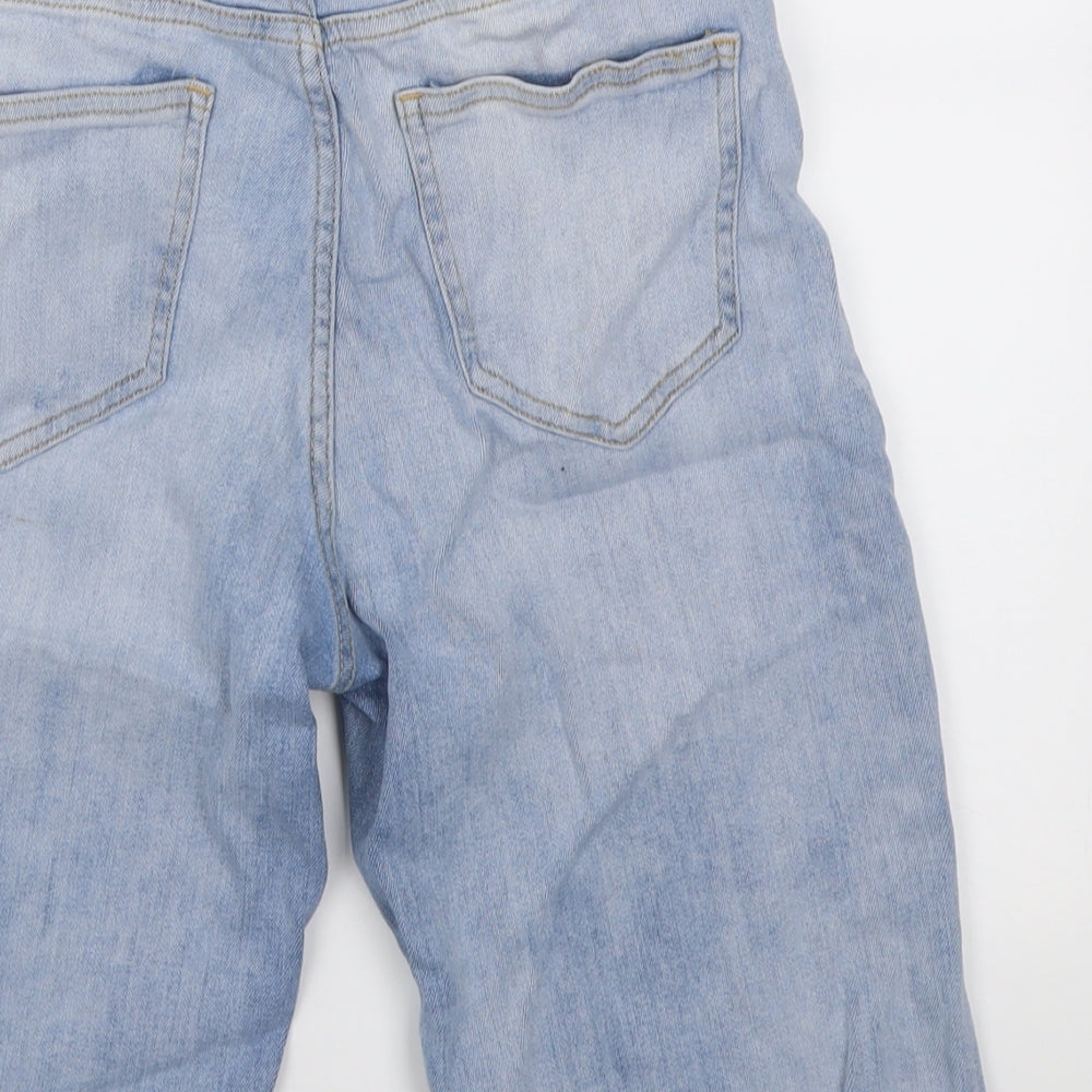 F&F Womens Blue  Cotton Bermuda Shorts Size 10 L12 in Regular Button