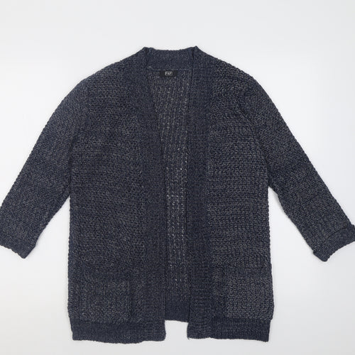 F&F Womens Blue V-Neck  Acrylic Cardigan Jumper Size 8