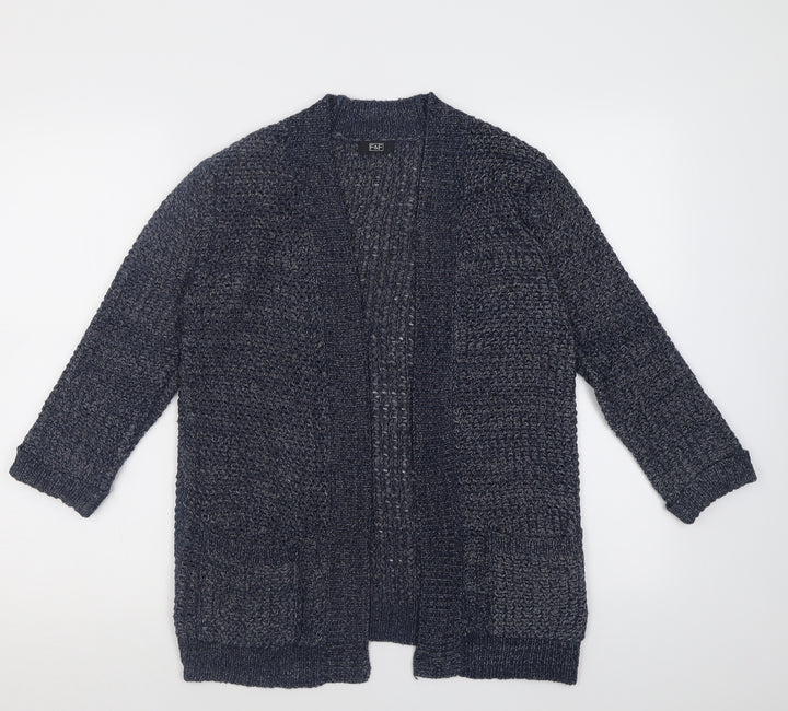 F&F Womens Blue V-Neck Acrylic Cardigan Jumper Size 8